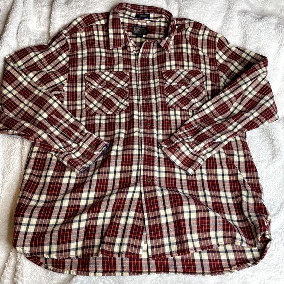 PENDLETON Burnside Flannel Red Plaid Button Up Extra Large XL - Picture 1 of 3